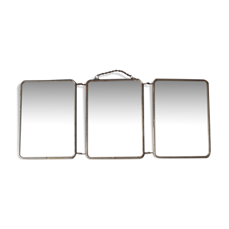 Small art deco triptych barber mirror 21.5 X 51 cm
