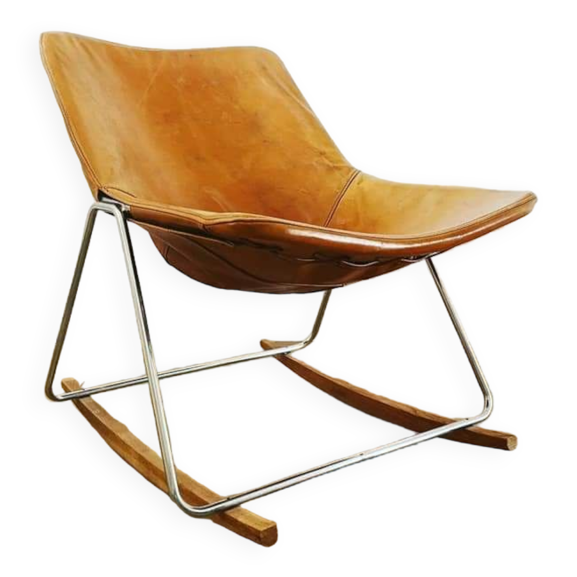Fauteuil G1 de Pierre Guariche en cuir cognac