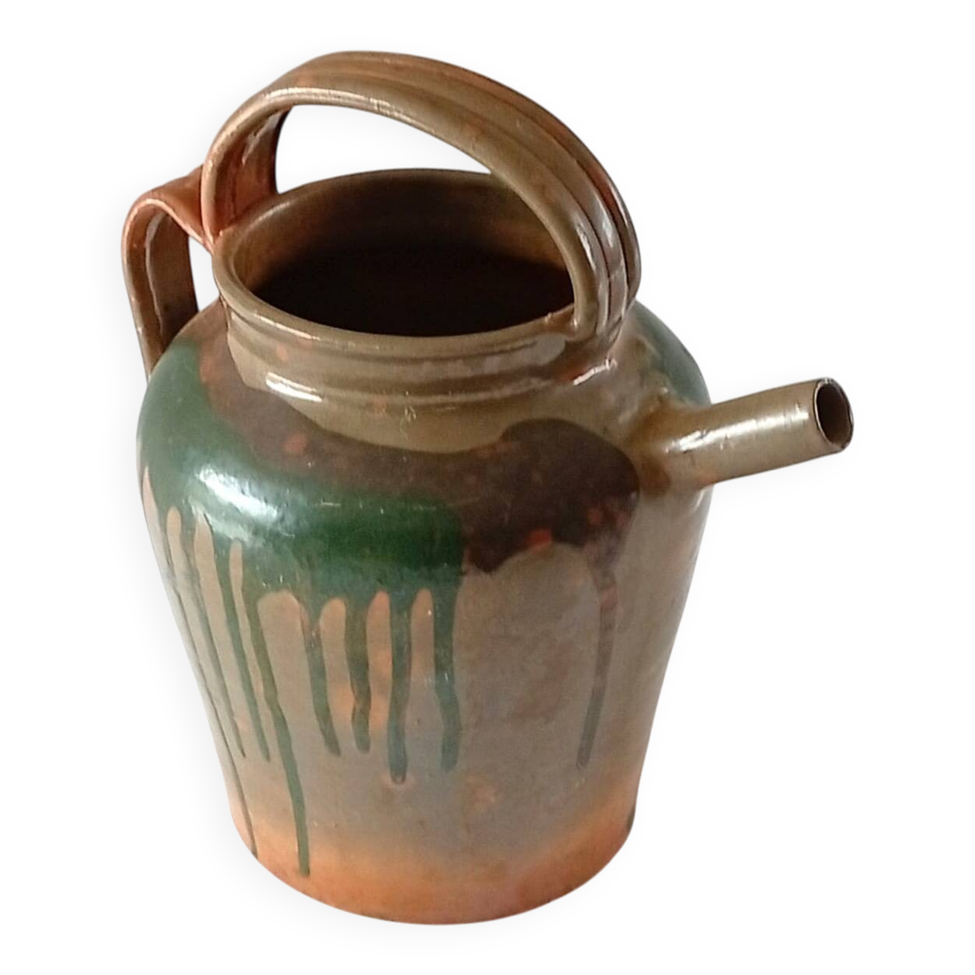 Glazed stoneware jug with drips