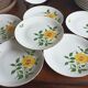 7 EPIAG Dallwitz dessert plates decorated with yellow roses