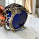 Antique cobalt blue glass biscuit barrel with ornate metal – Louis style