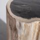 Petrified wood side table white tower black heart H:36cm D:17cm