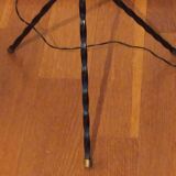 Vintage 1960s tripod wrought iron floor lamp with original lampshade