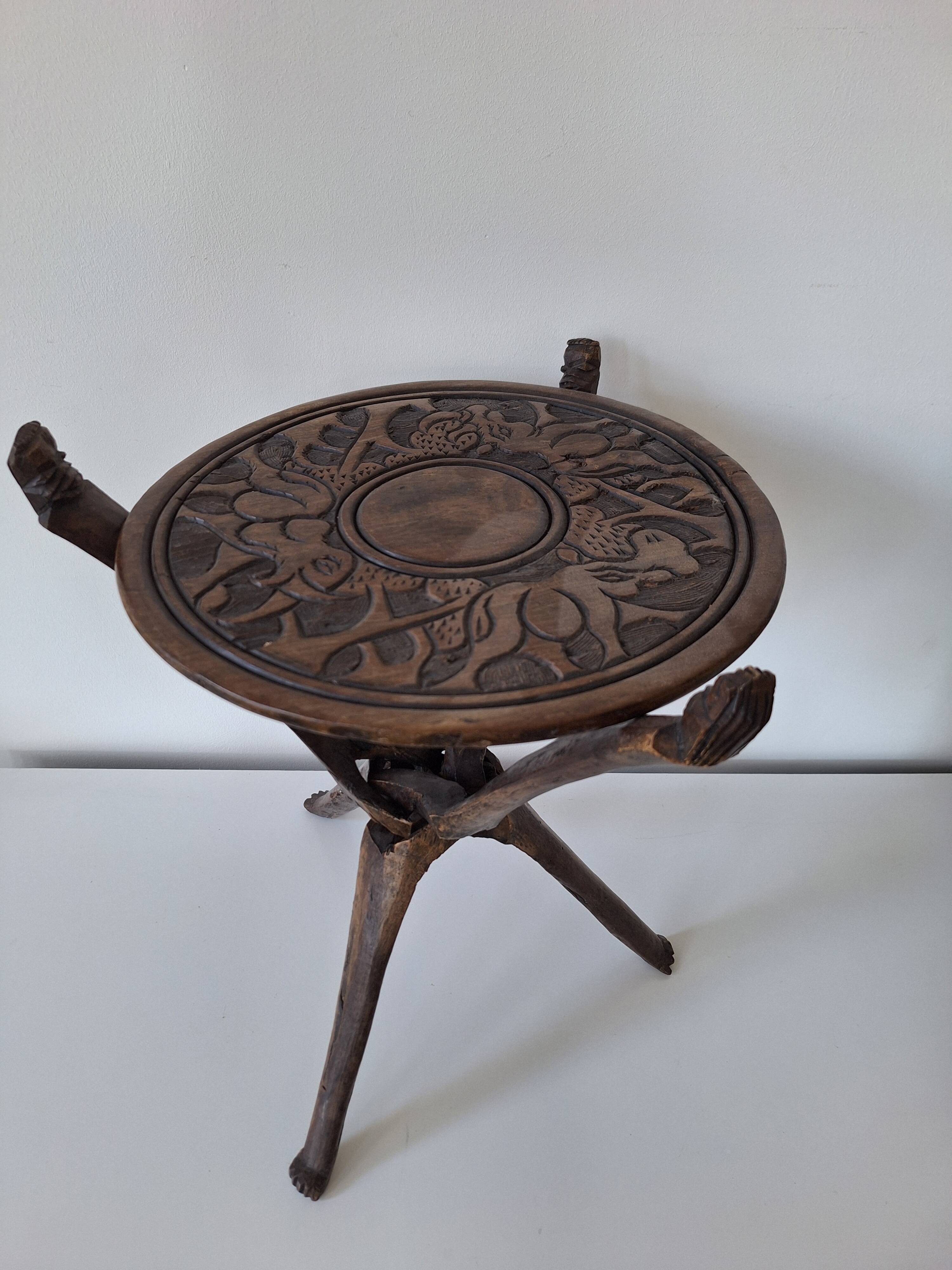 Wooden African Side Table