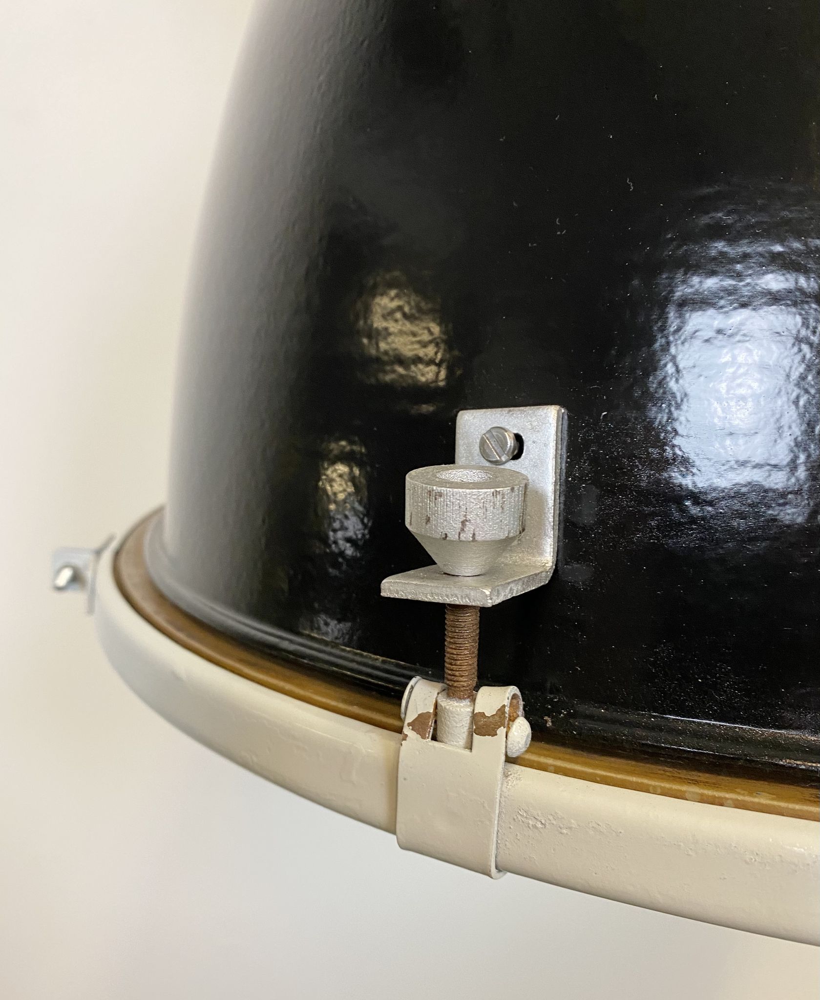 Black industrial factory lamp with clear glass cover from elektrosvit