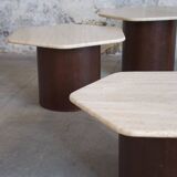 Trois tables basse Gigogne Travertin 1960