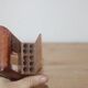 Vintage folding cigarette case in carved wood – golden floral decoration – oriental style