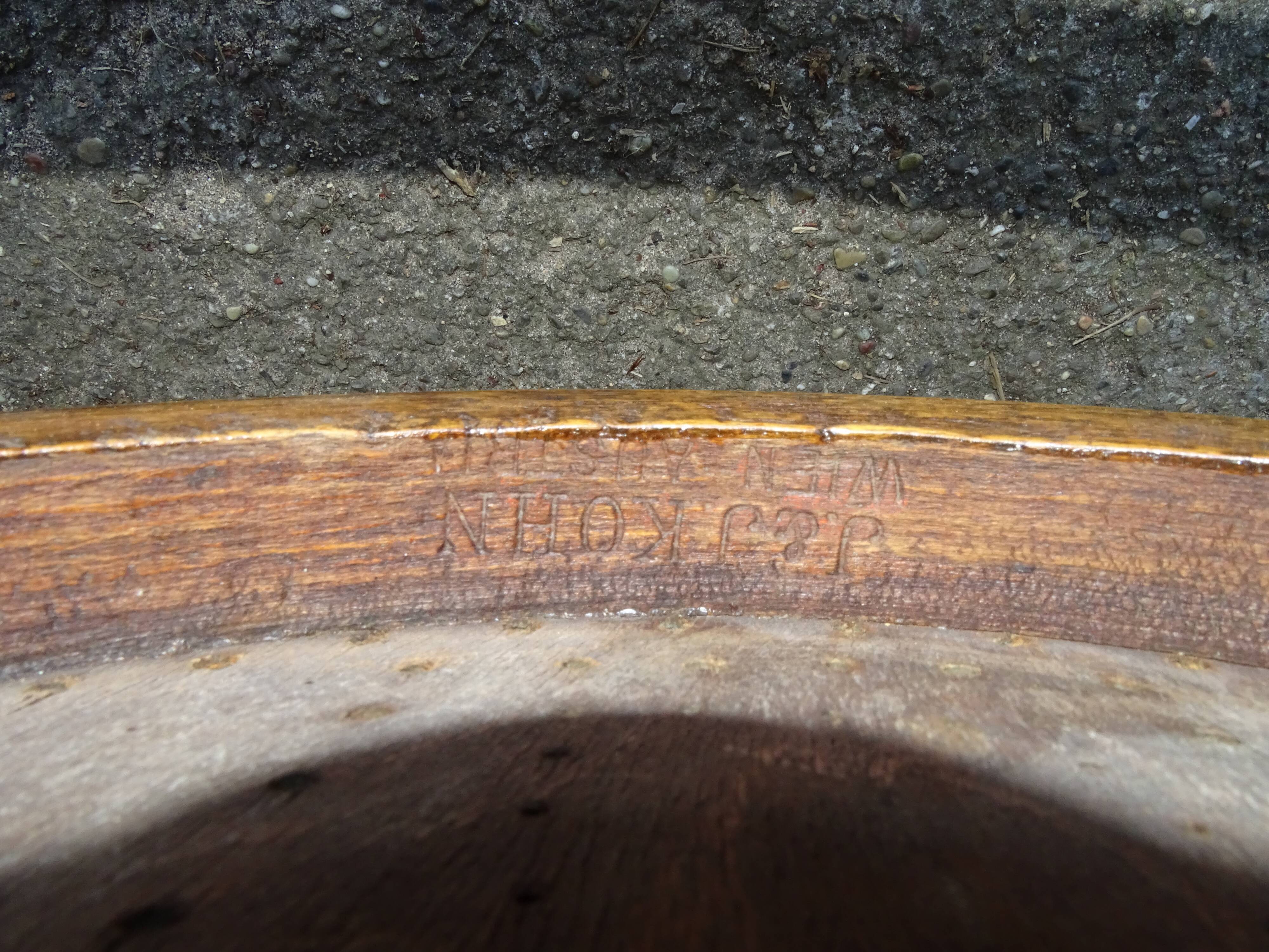 2 chairs n°14 - 1/2 by Kohn 1905, perforated wooden seats