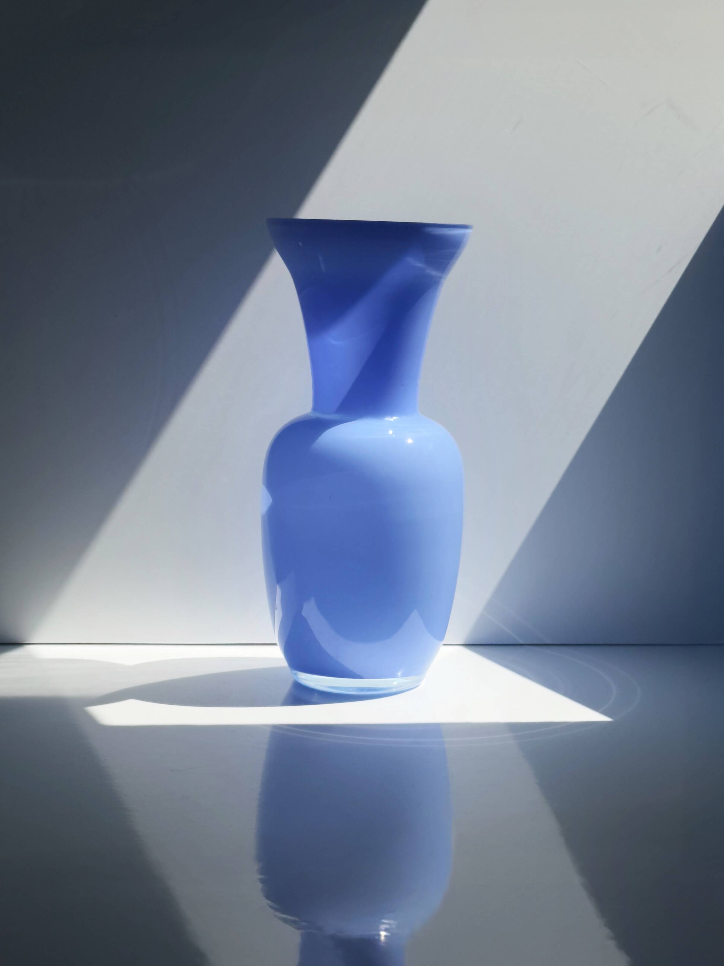Vintage Italian opal glass vase in blue