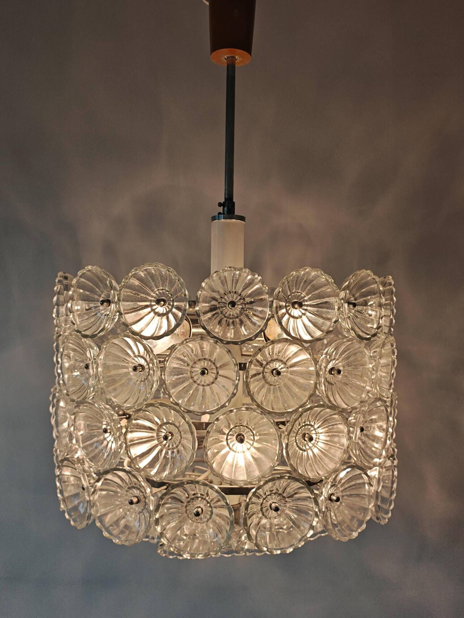 Large floral chandelier Mid Century Modern attributed to Emil Stejnar 1970s
