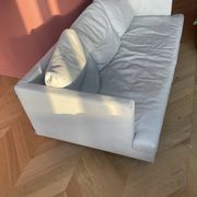 Cinna "Stricto Sensu" 3-seater sofa in chalk leather, designer Didier Gomez.