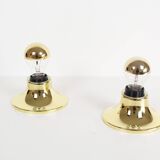 Set (2) of Petite Brass Disc sconces selected by Charlotte Perriand for Les