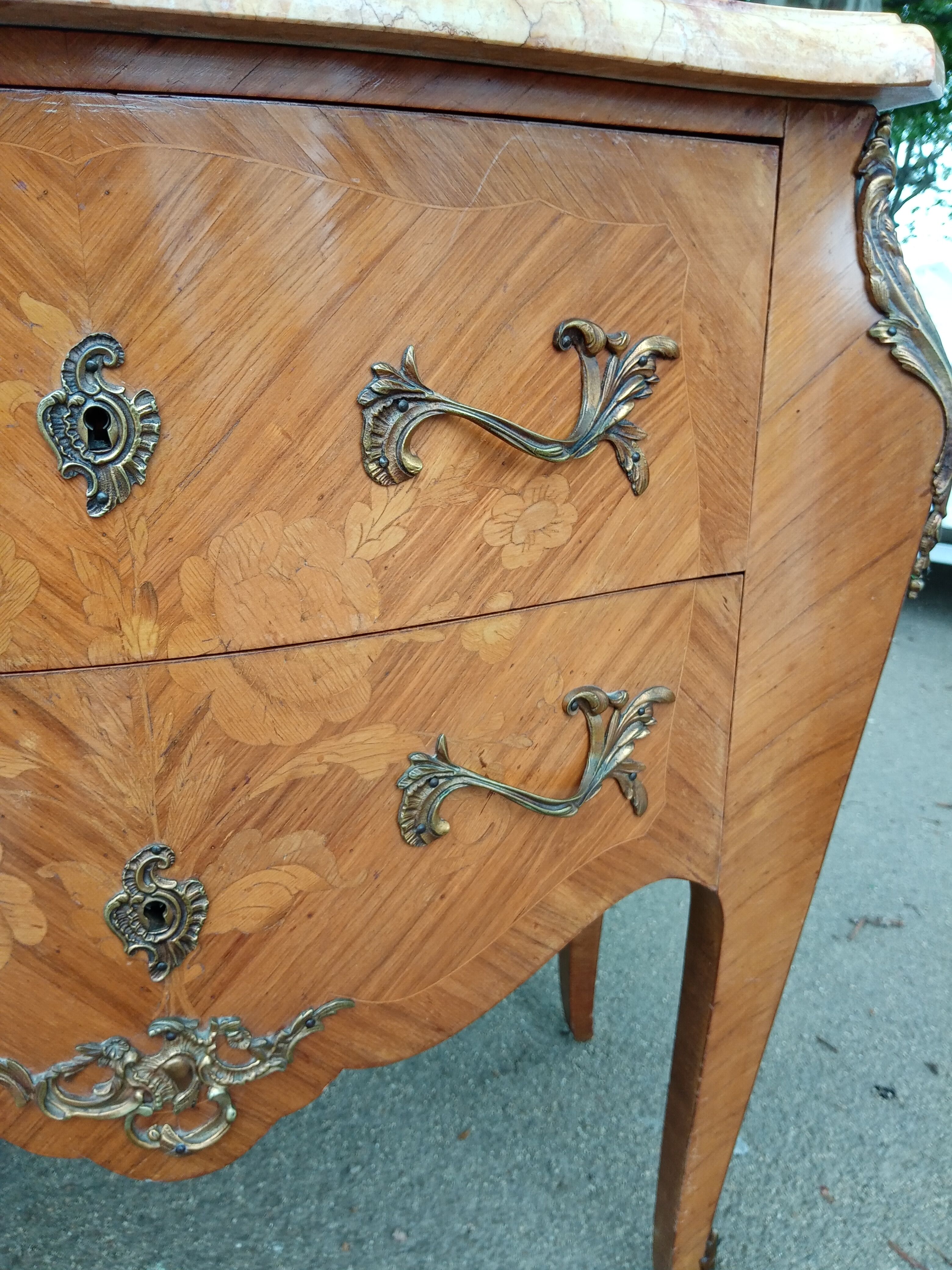 Louis XV chest of drawers 2 drawers and marble