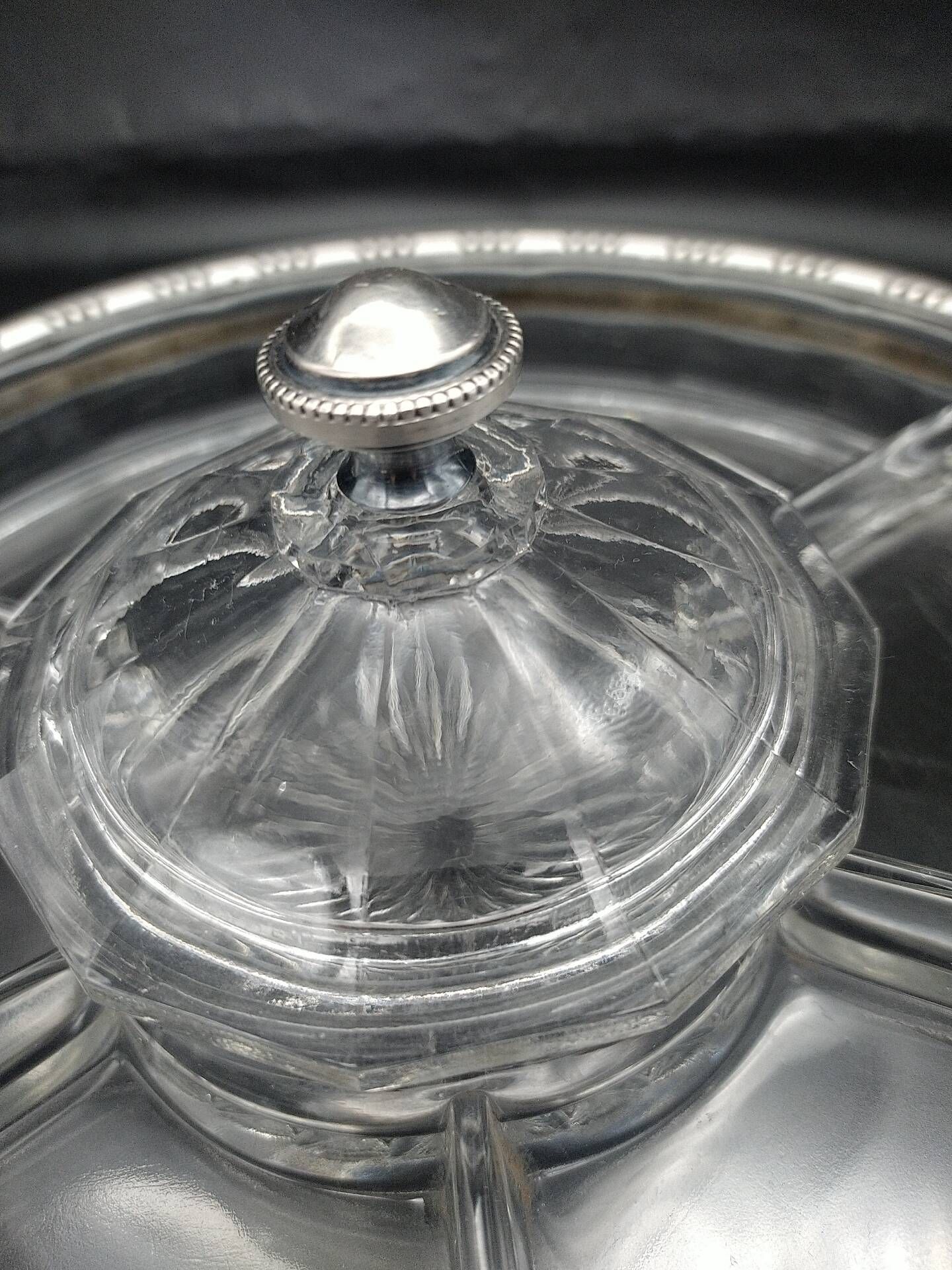 Art Deco servant in glass and solid silver.