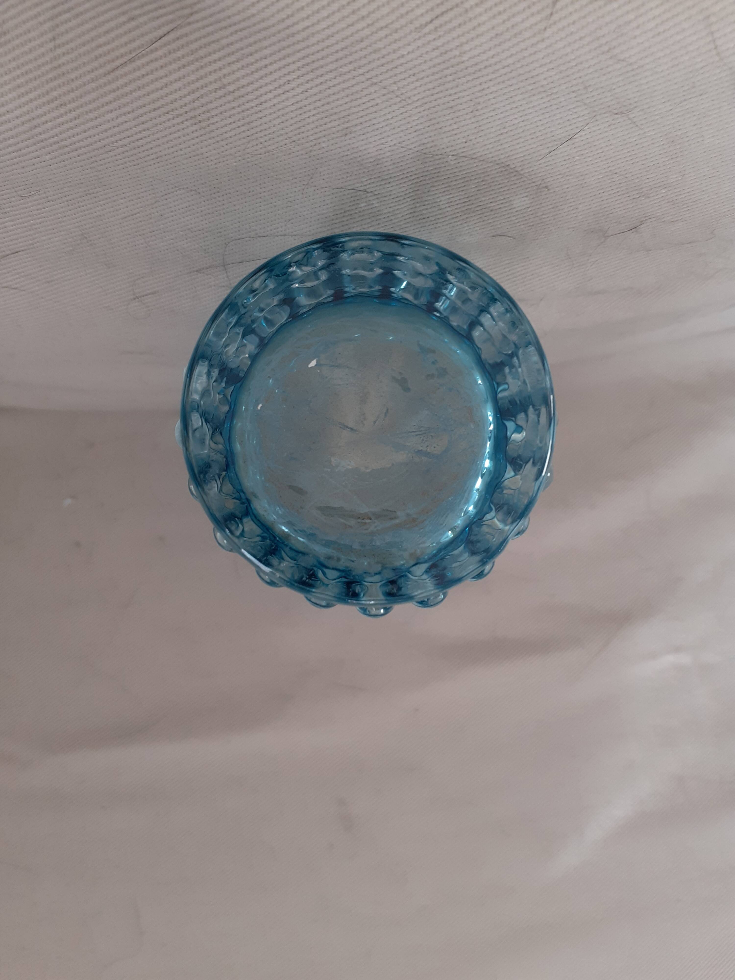 Vintage glass vase with bubble decoration