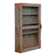 Old original grey-blue patina Burmese teak wall display case