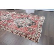 Tapis couloir rouge noué à la main turc des années 1960 111x391