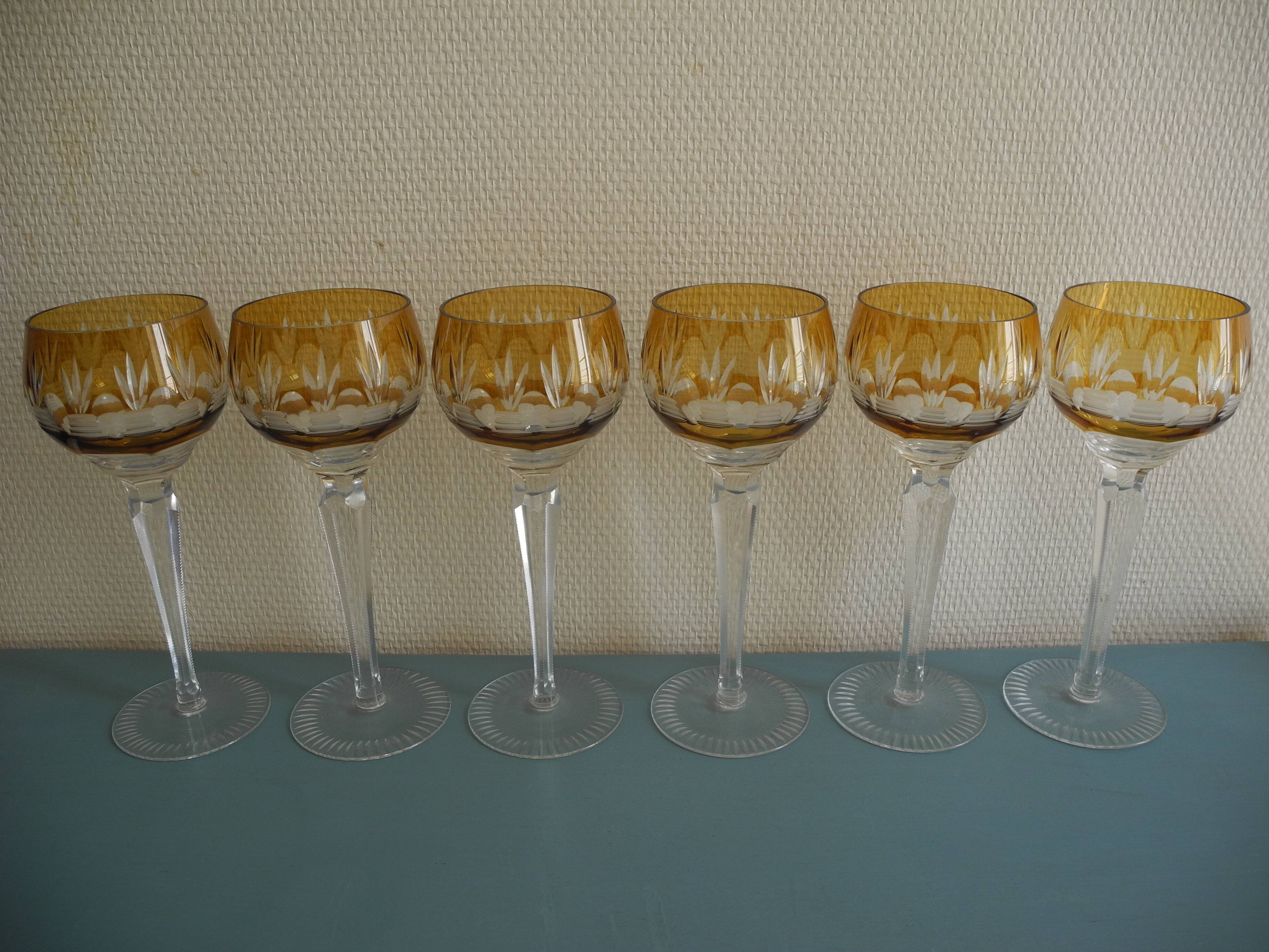 Set of 6 cut crystal wine glasses vintage crystal wine glasses