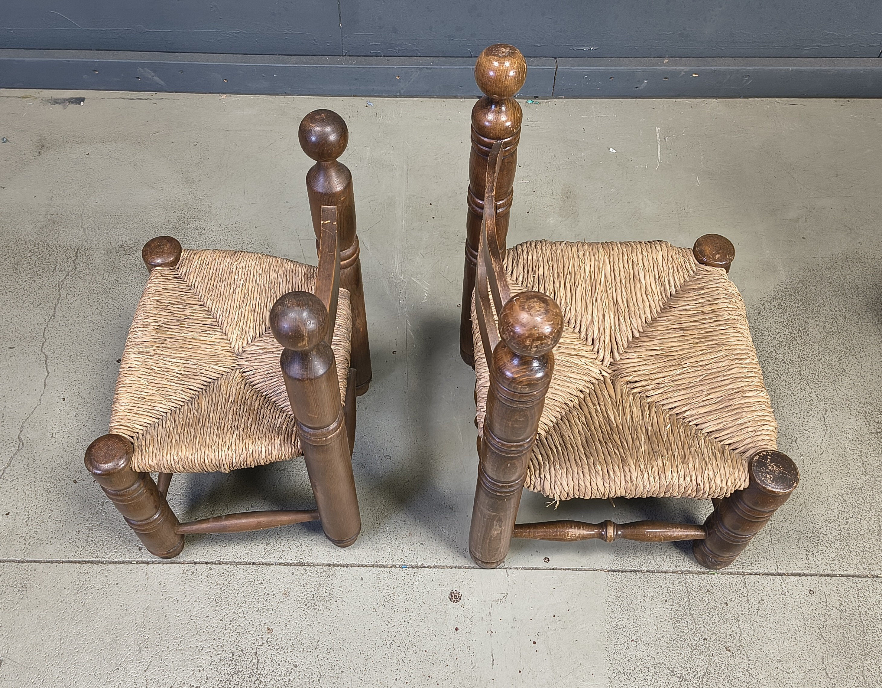 Chaises pour enfants brutalistes de Charles Dudouyt (attribuées), ensemble de 2, années 1960.