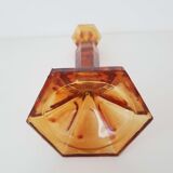 Candle holder yellow amber art deco glass