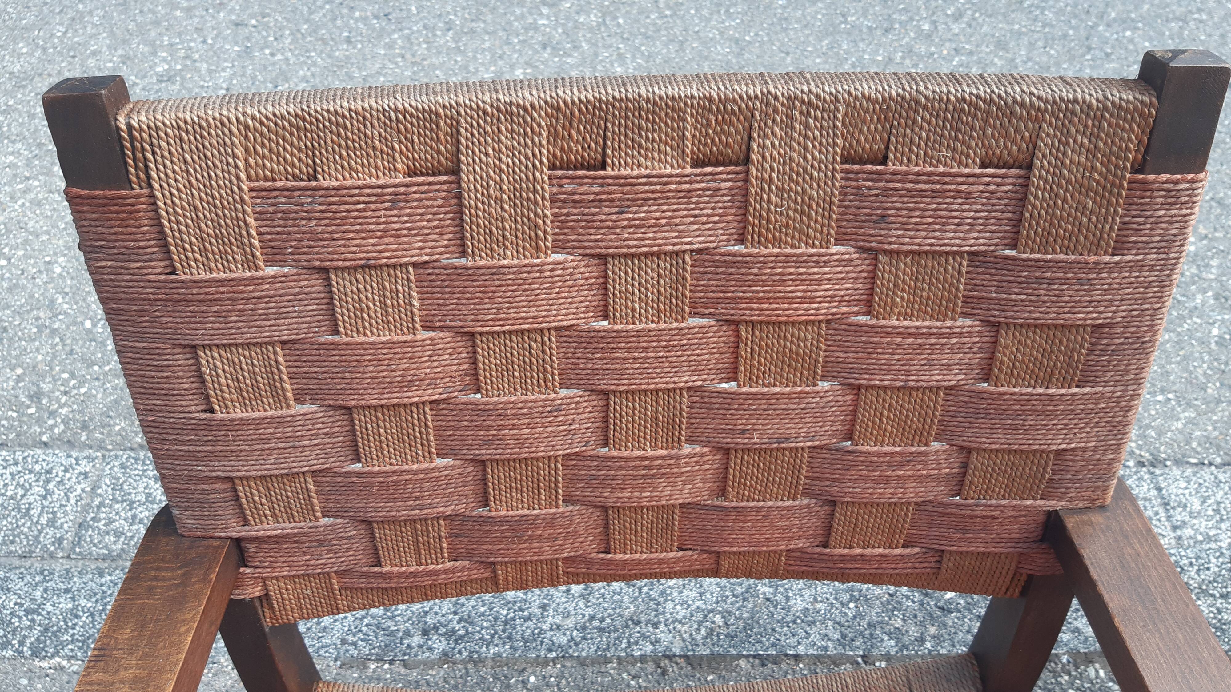 Braided rope and oak armchairs 50