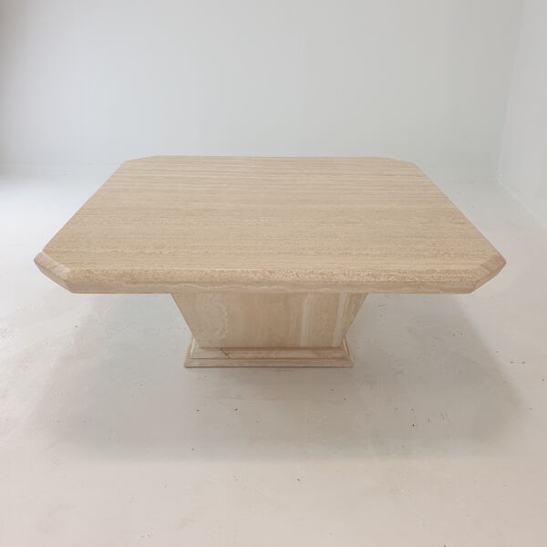 Table de bar en travertin italien ou table basse, années 1980