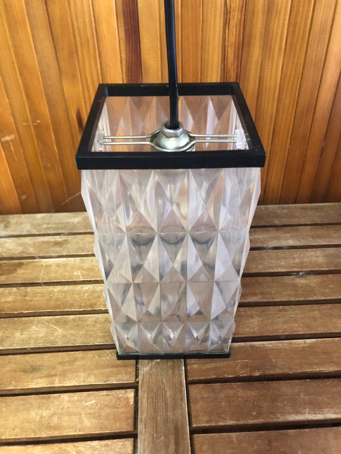 Old plexi + black bakelite pendant lamp 70s vintage