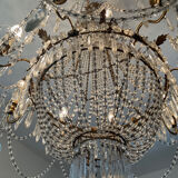 Large Montgolfière chandelier with crystal drops
