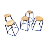 Lot of 5 industrial blue stools