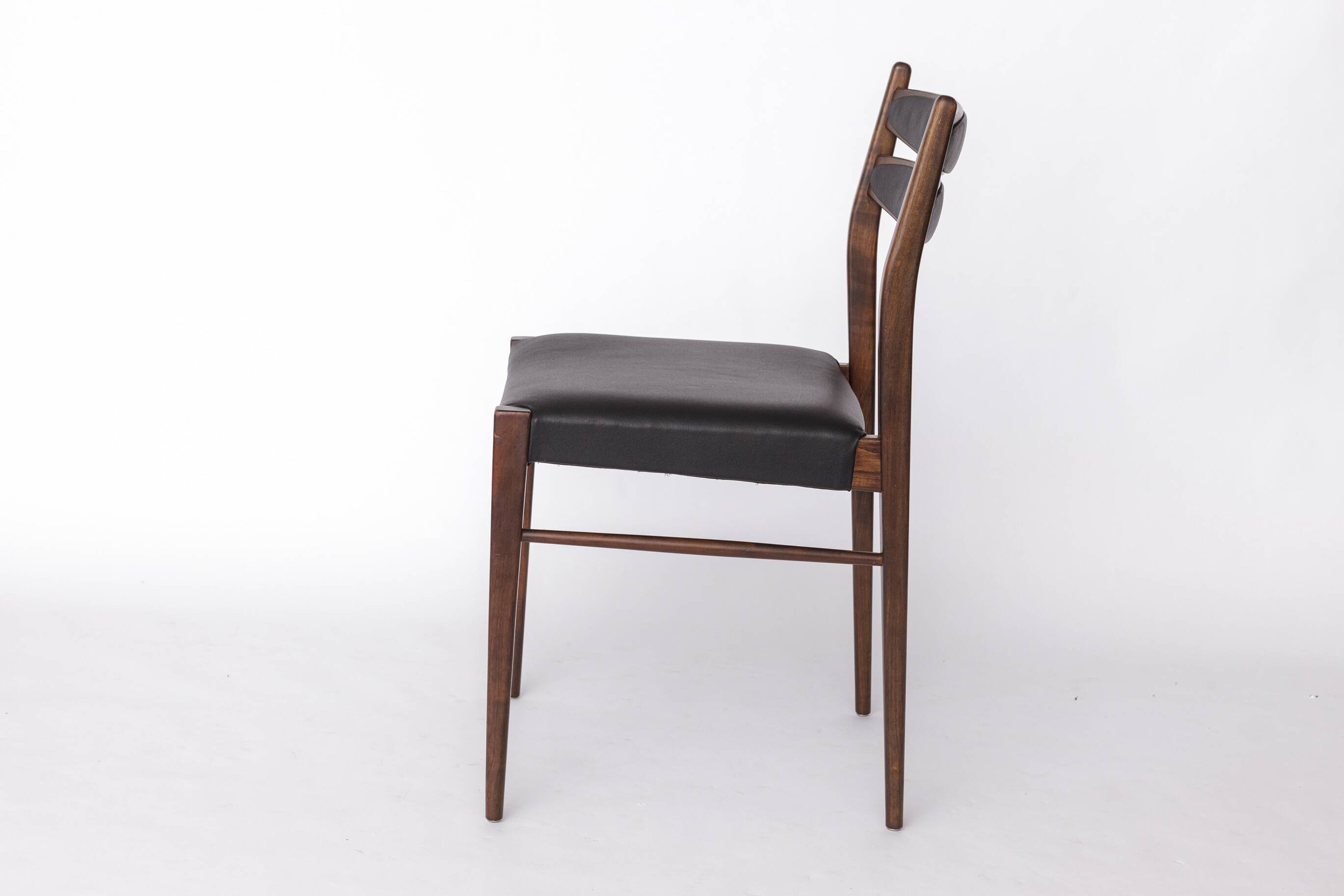 Set of 4 Vintage Teak Dining Chairs, 1960s German Mid-Century Modern, Black