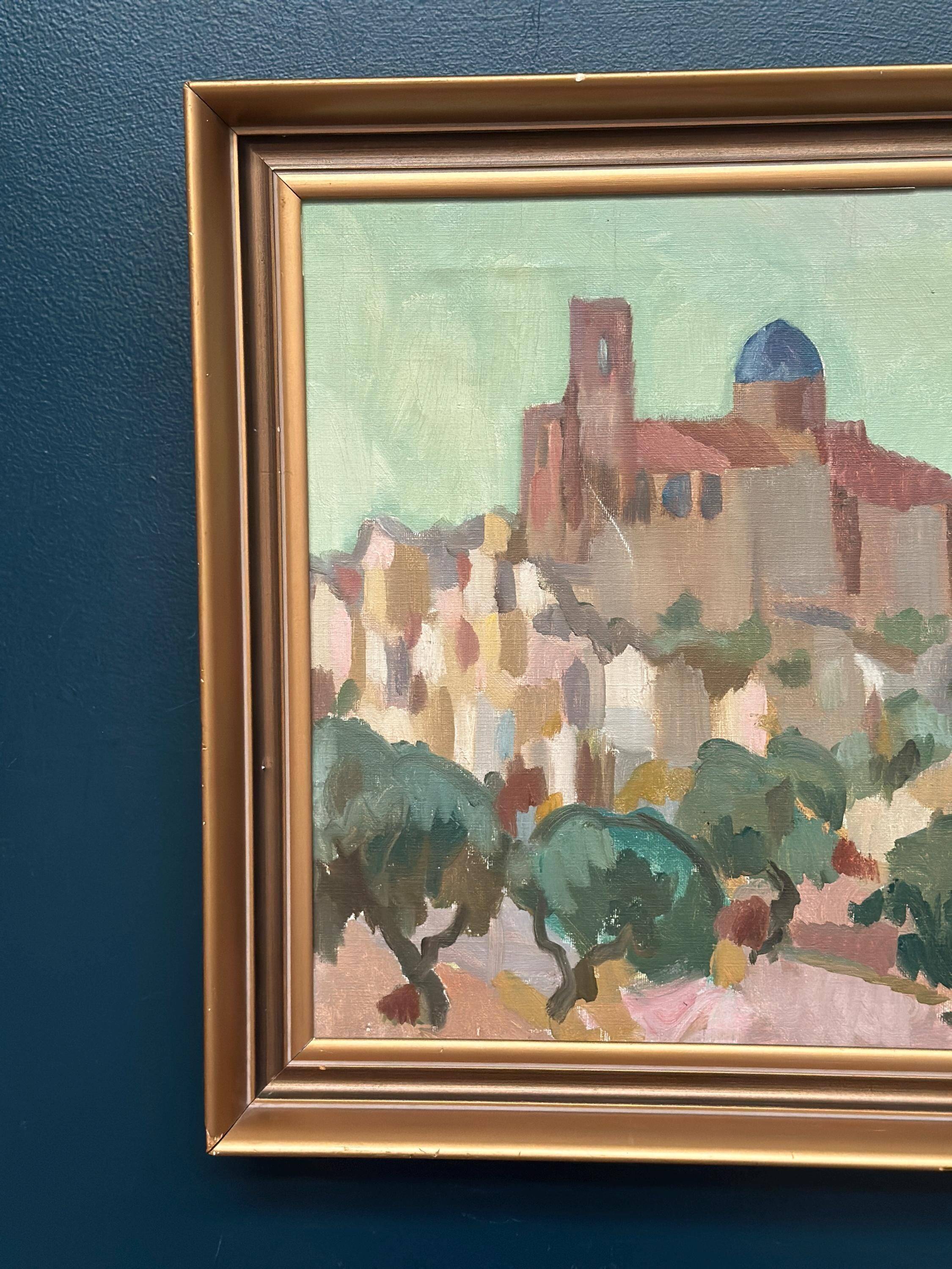 Original  Swedish Oil on Canvas – “Southern City” by Bengt Ellis, Signed