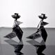 Pair of candlesticks "birds", folk art, Denmark, 1970