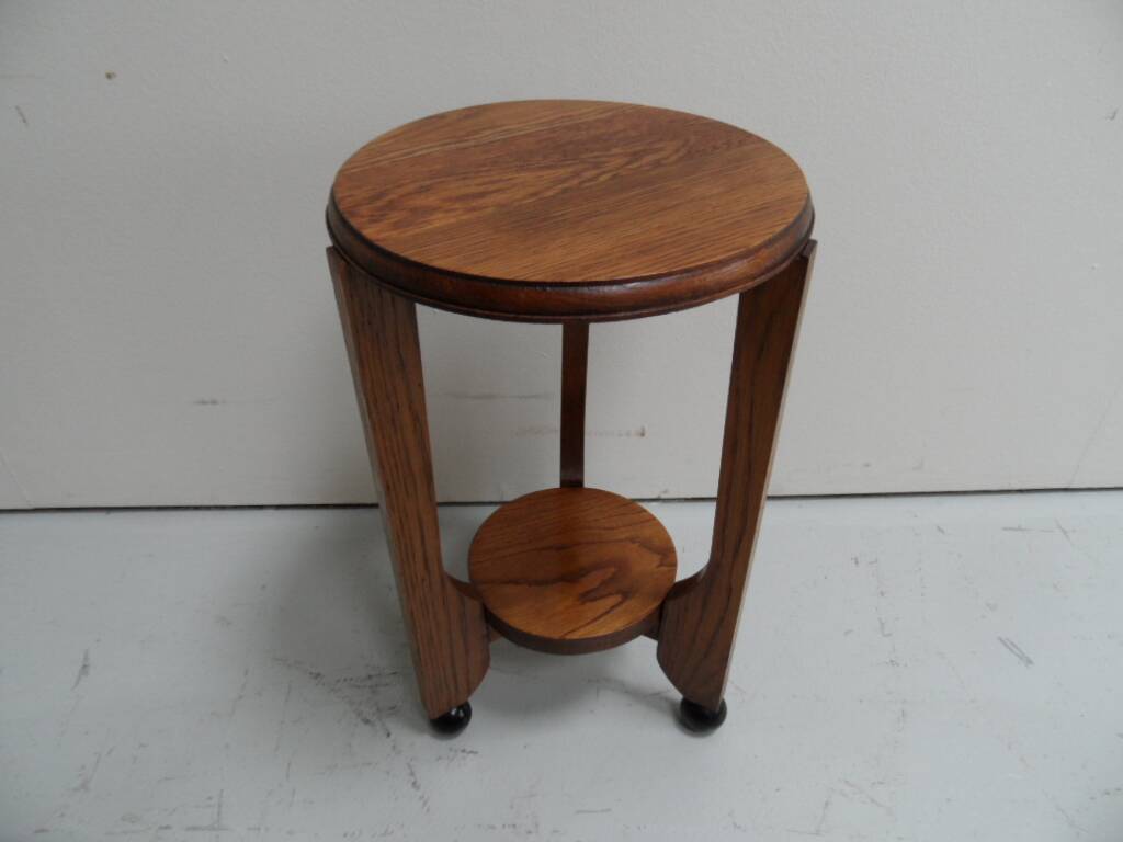 Art Deco oak round sidetable