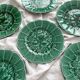 6 Sarreguemines earthenware dessert plates in slipware with vine leaf design