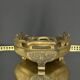 Art Nouveau jardinière in gilded bronze with holly decoration, signed E. Gros.