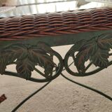 Glass and wrought iron sofa end