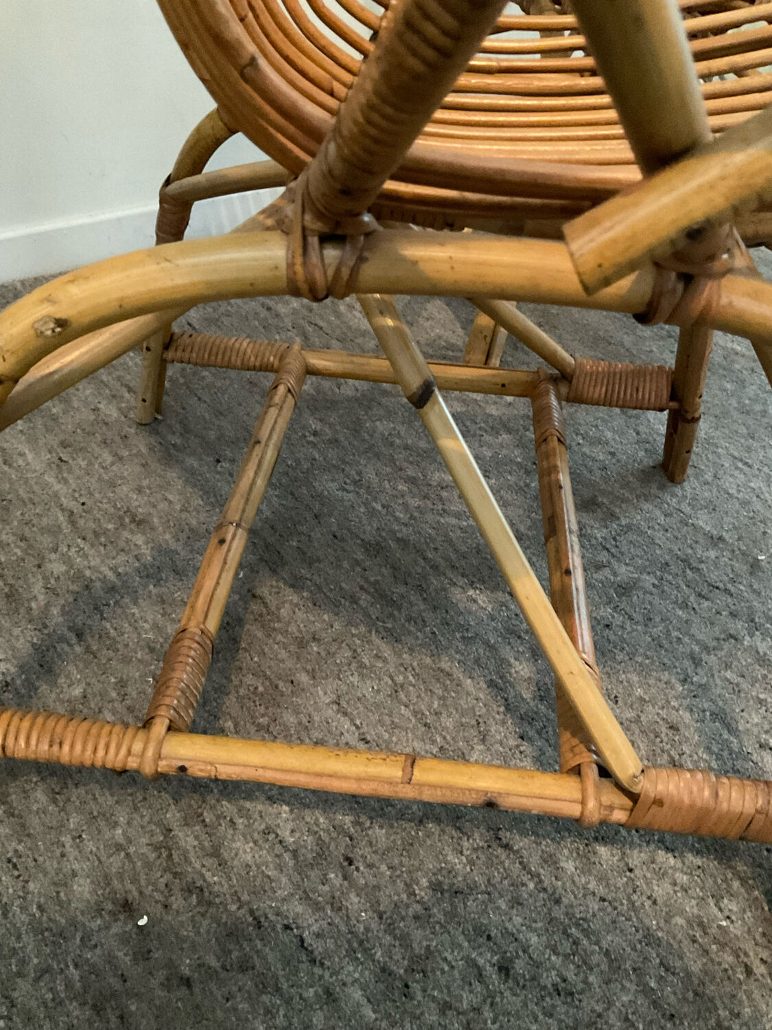 Pair of rattan shell armchairs 60s