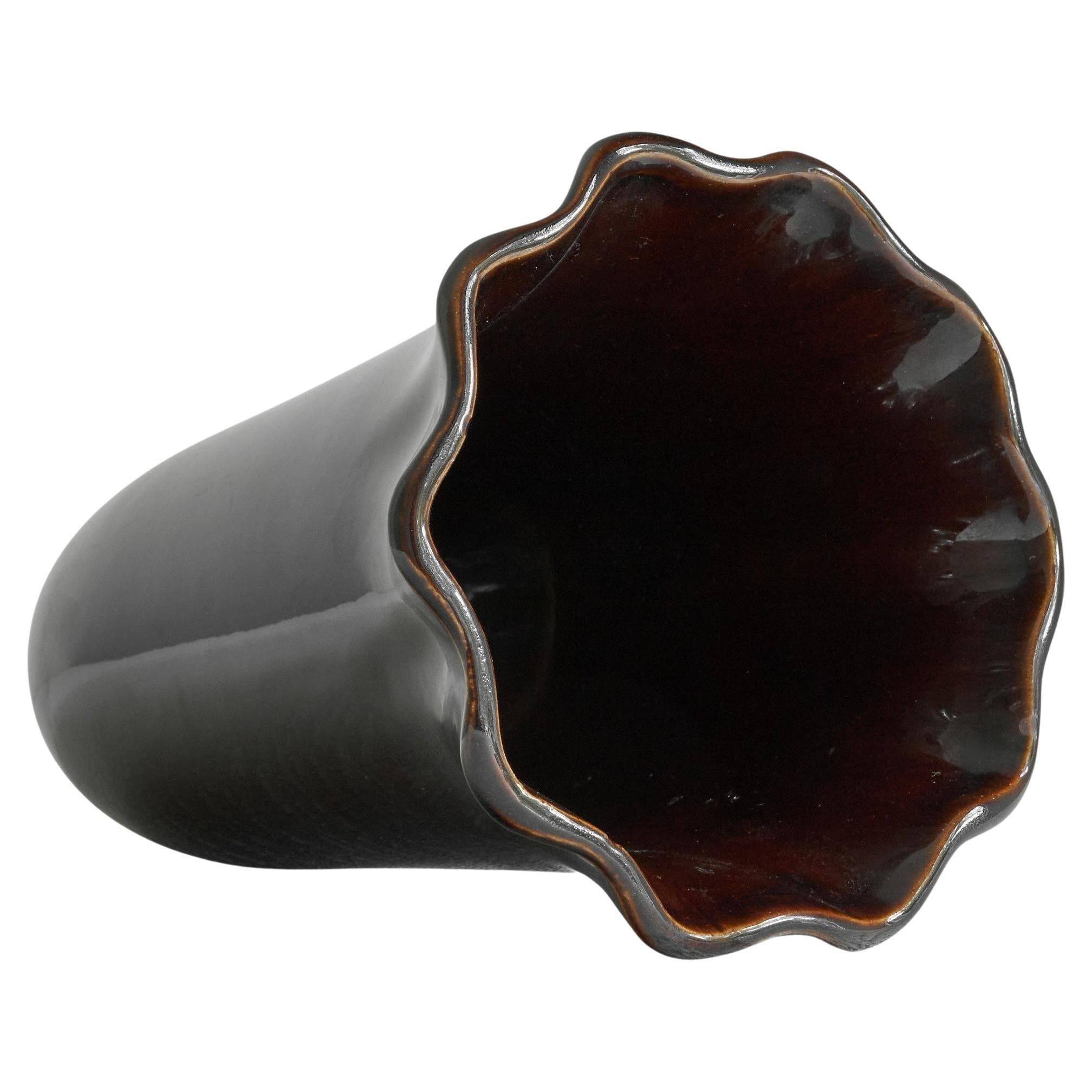 'Ondulé' vase in glazed ceramic Poët-Laval 1960s