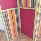 Old screen 4 sheets wood and fabric