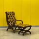 Original English Chesterfield Wingback Chair & Matching Footstool