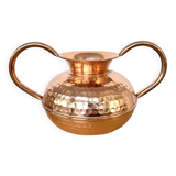 Villedieu hammered copper pot vase with handles, 20th century