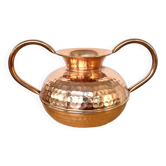 Vase pot à anses en cuivre martelé Villedieu XXème