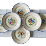6 old flat plates in Longchamp earthenware
