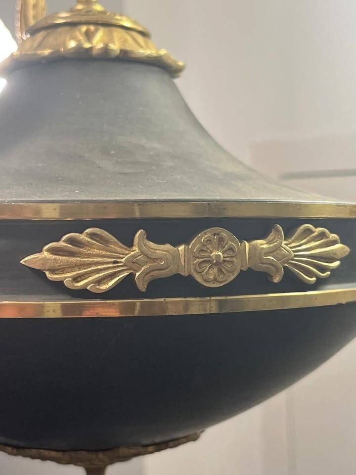 Antique bronze chandelier, Empire style, late 19th century.