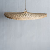 Rattan suspension or shade in the shape of a braided undulating circular tray d:80