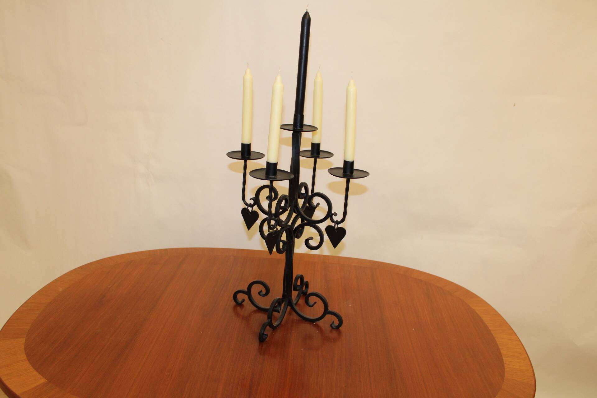 Black candle holder 5 heart candles sweden
