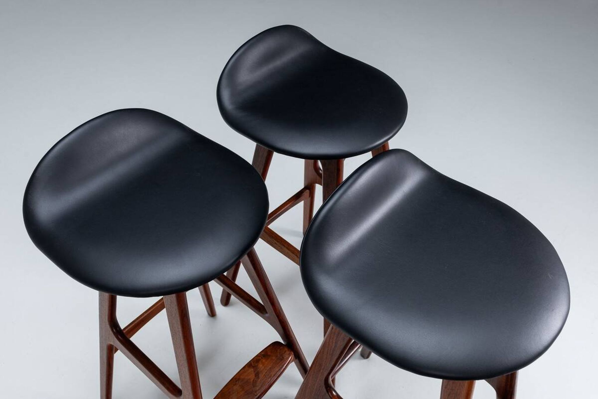 Erik Buch set of three “OD61” bar stools in rosewood Oddense Denmark 1965