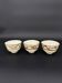 Trio of white speckled glazed stoneware bowls, gestural brown decoration – signed