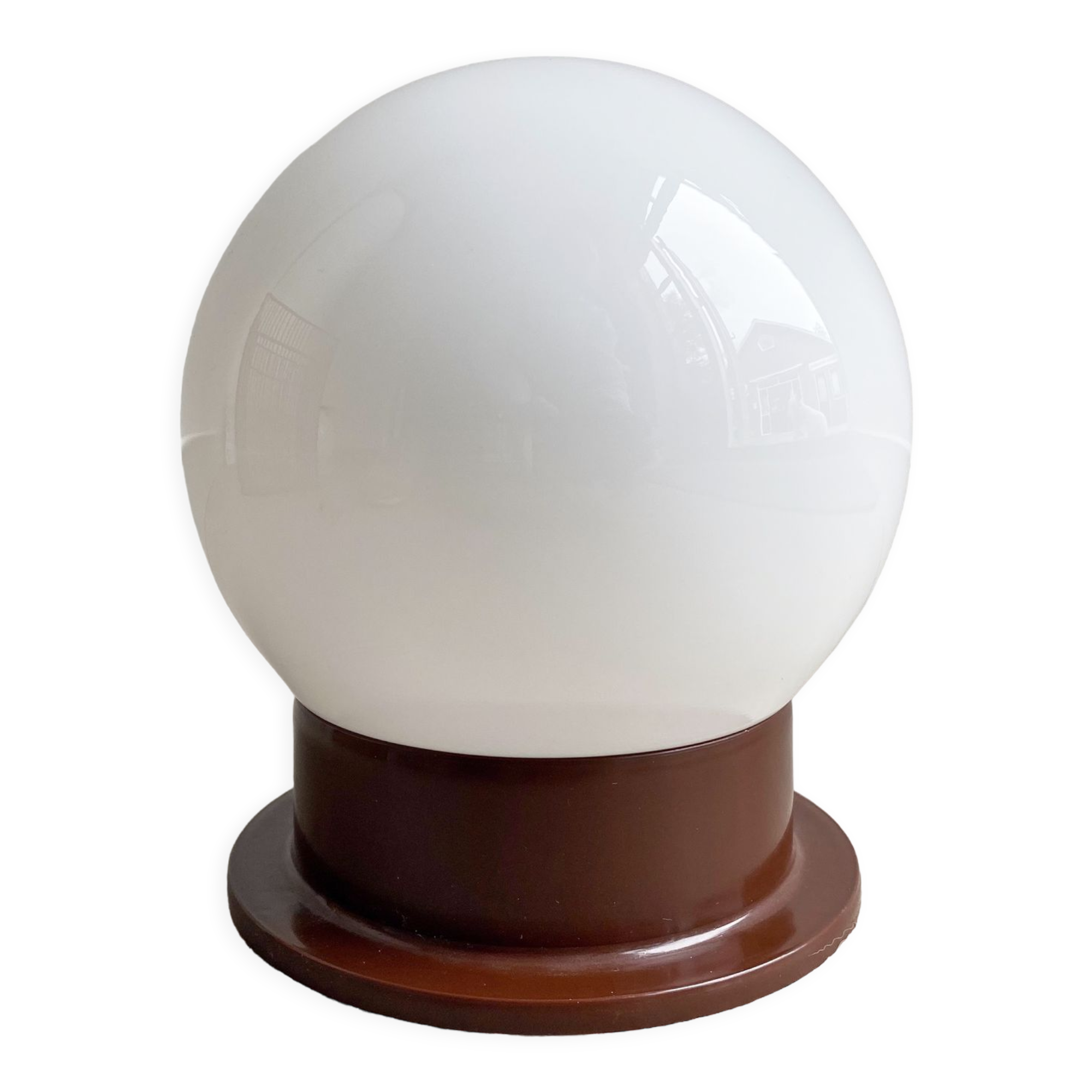 Vintage glass globe ceiling lamp - brown plastic