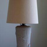 Modern vintage French table lamp, made of stone with fish patterns, 1970s.